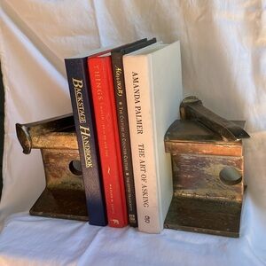 MCM railroad tie bookends vintage bronzed